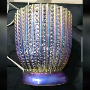 NEW Kirkland's Home Decor Glass Nightlight Blue Luster Iridescent Vase - like